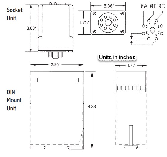 Mechanical Drawing - ATC Diversified Electronics SLU Phase Monitor Relays